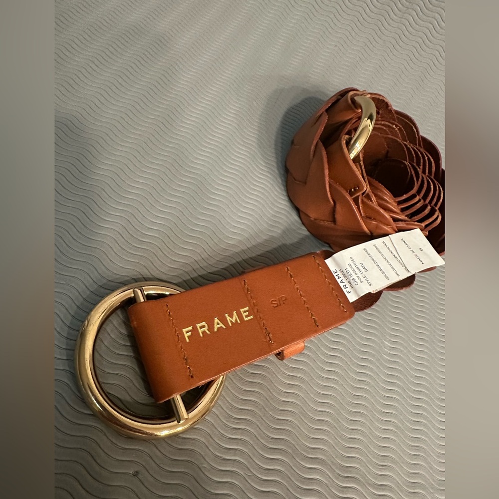 FRAME BRAIDED Double Wrap Belt with Gold Buckle